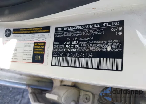 2018 Mercedes-Benz C 300 from USA, damaged, VIN 55SWF4JB6JU273154